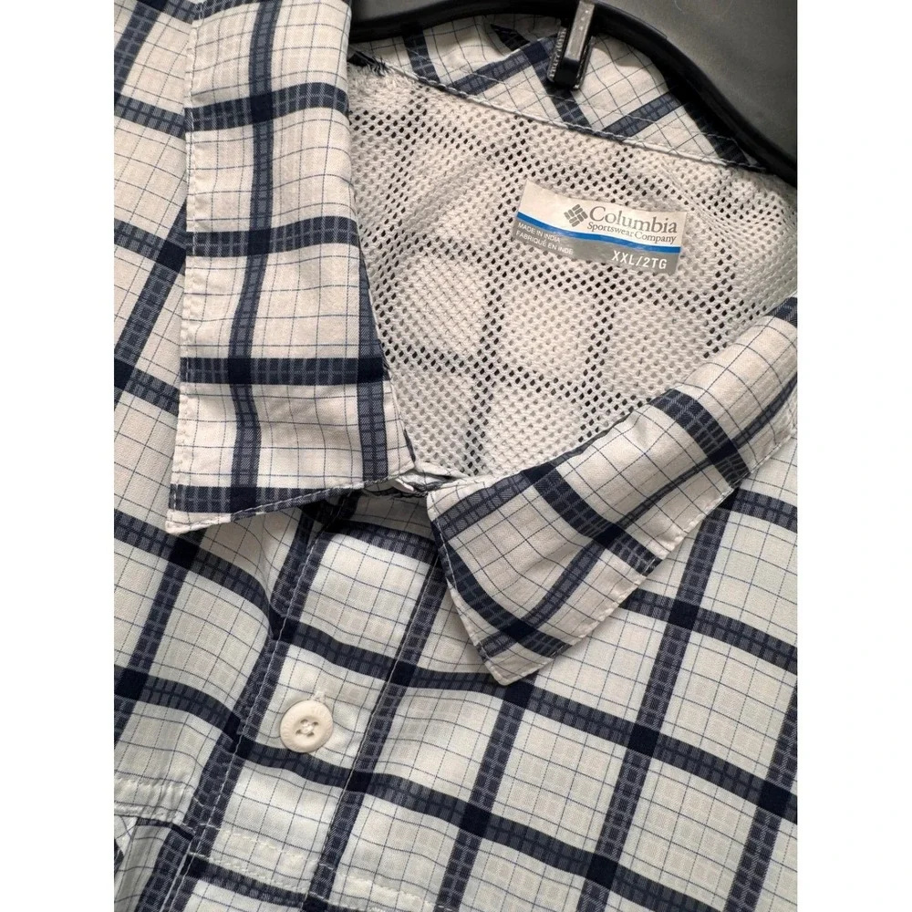 Columbia Silver Ridge Lite Plaid Long Sleeve Fishing Shirt Mens XXL Navy AM1282